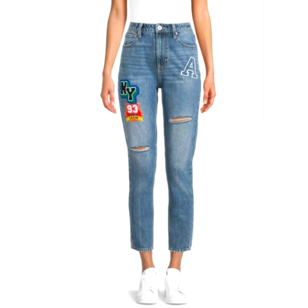 New Jr. Size 5 Jeans. Ultra High Rise Jeans - Embroidered Patches - Distressed